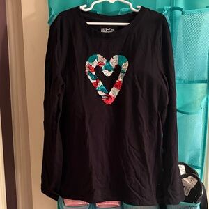 Cat & Jack Black Long Sleeve with Sequin Heart